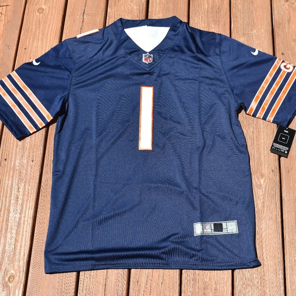 New!! Justin Fields Chicago Bears Blue Home Football Jersey Adult Men's Sizes - Picture 2 of 2